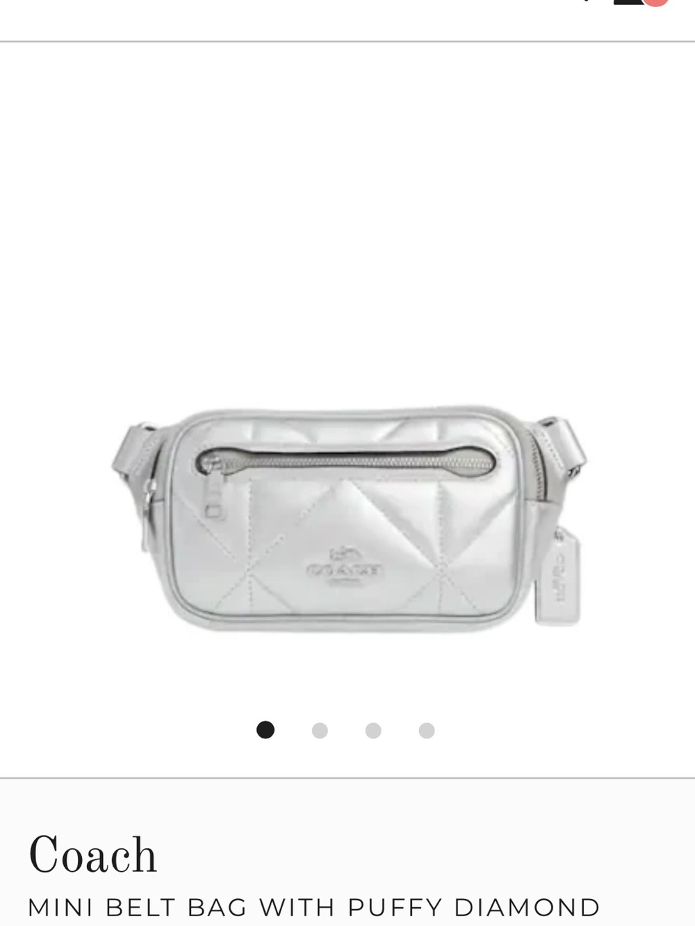 Coach Mini Puffy Diamond Belt Bag in Metallic Silver